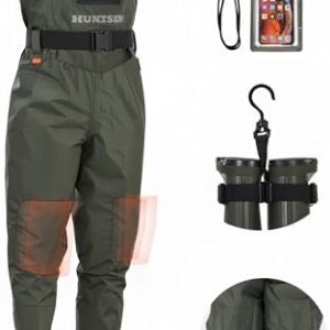 Fishing Waders for Men Women - 2-Ply Nylon/PVC Waterproof Hunting Chest Waders with Boot Hanger&Phone Case, Size10-12