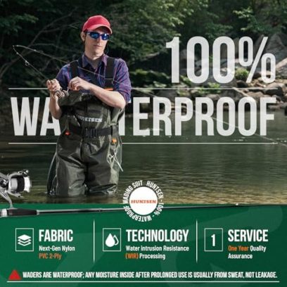 Fishing Waders for Men Women - 2-Ply Nylon/PVC Waterproof Hunting Chest Waders with Boot Hanger&Phone Case, Size10-12 - Image 3