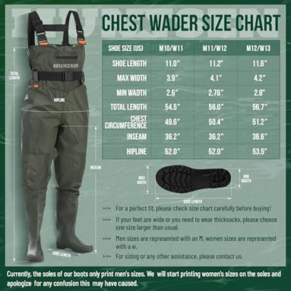 Fishing Waders for Men Women - 2-Ply Nylon/PVC Waterproof Hunting Chest Waders with Boot Hanger&Phone Case, Size10-12 - Image 5