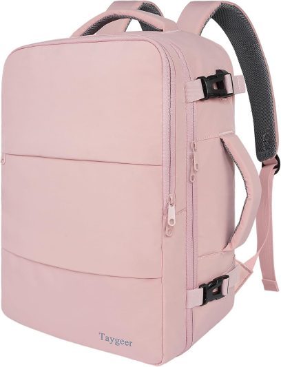 Taygeer Travel Backpack for Women, Carry On Backpack with USB Charging Port & Shoe Pouch, TSA 15.6inch Laptop Mochila Flight Approved, Nurse Bag Casual Daypack for Weekender Business Hiking, Pink - Image 9